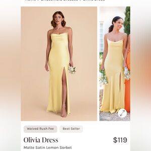 Birdy Grey Olivia Matte Satin Dress in Lemon Sorbet